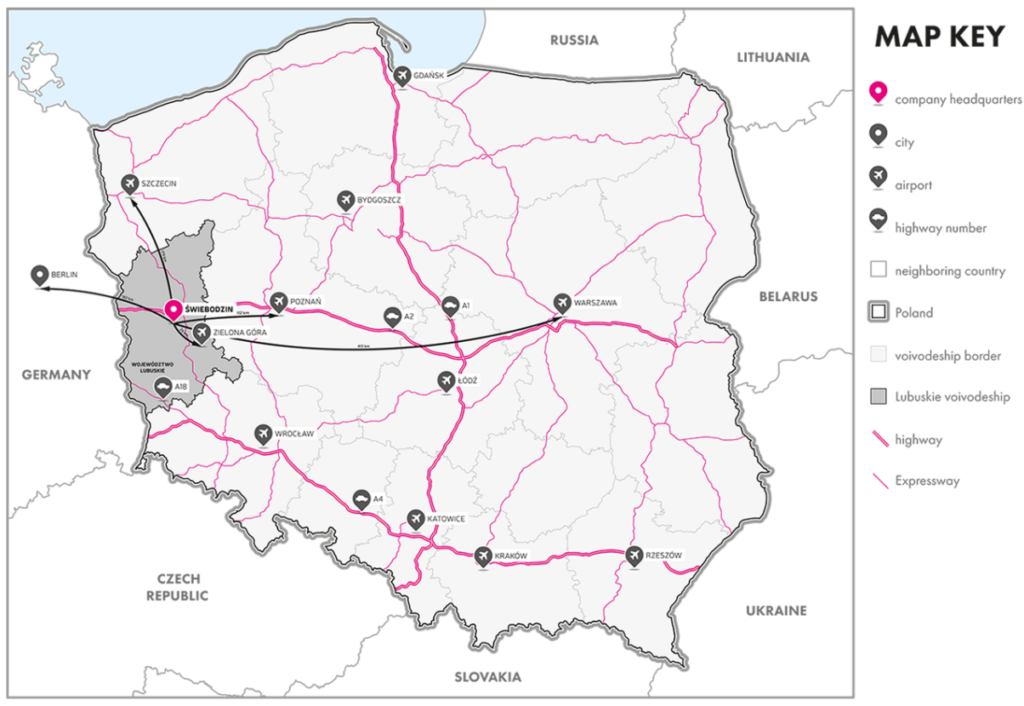 Location of Świebodzin in Poland